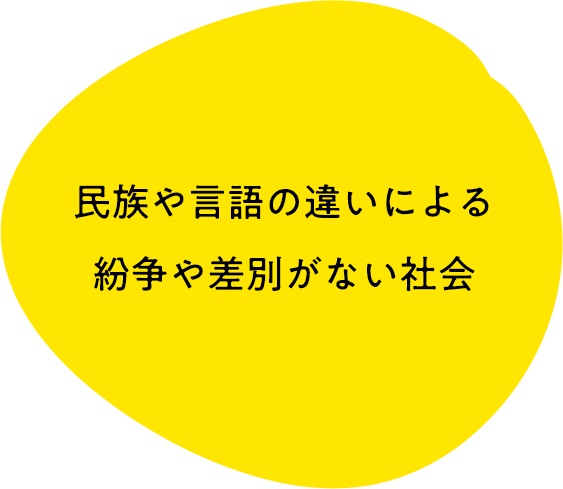 民族や言語の違いによる紛争や差別がない社会